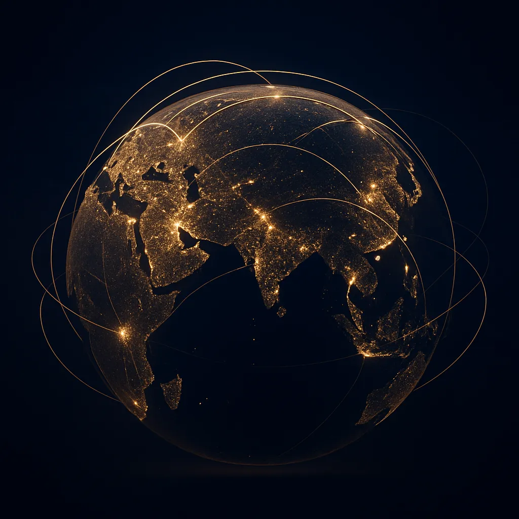 World map highlighting AIMS trading hubs across the globe